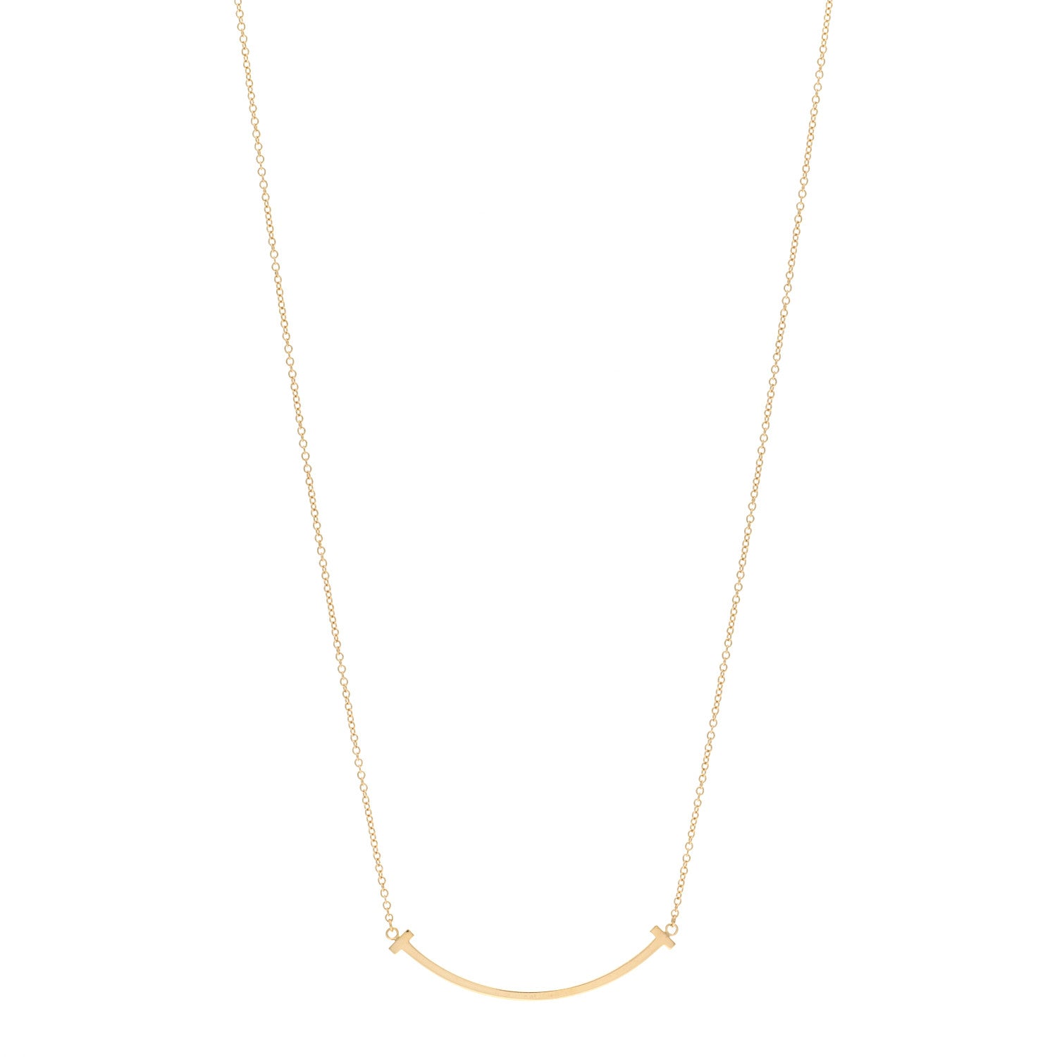 Tiffany 18K Yellow Gold Small T Smile Pendant Necklace 1 of 4