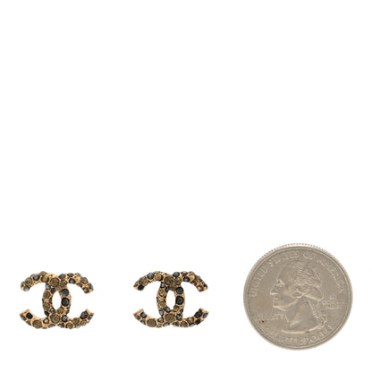 Chanel Crystal CC Earrings Black Gold 2 of 5