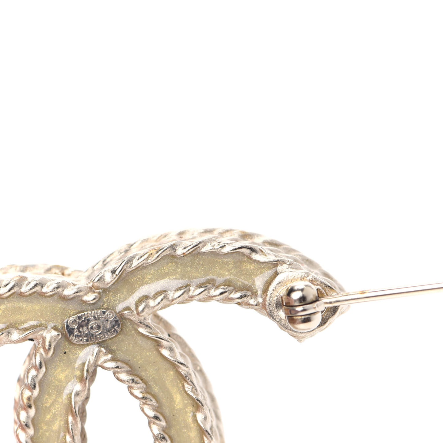 Crystal CC Brooch Pin Light Gold