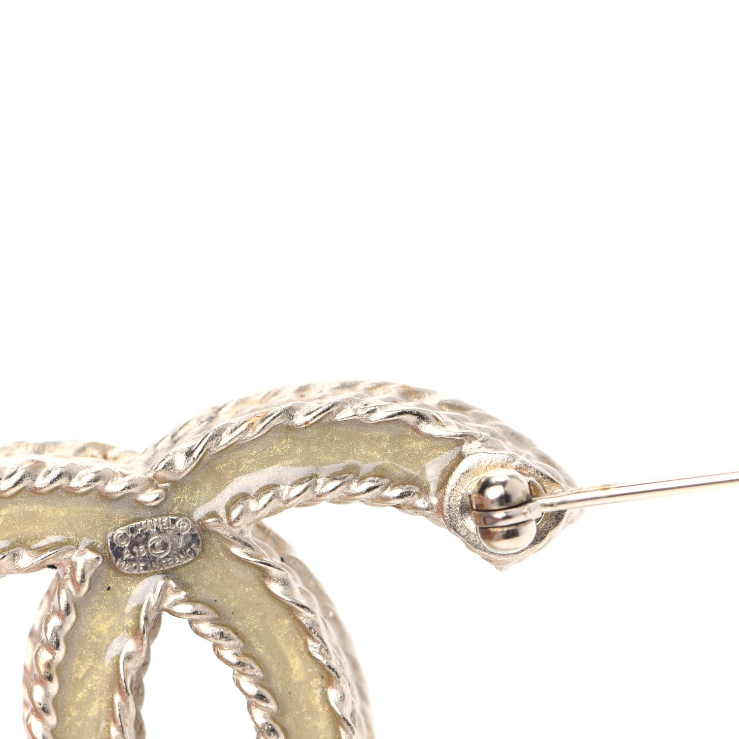 Chanel Crystal CC Brooch Pin Light Gold 3 of 8