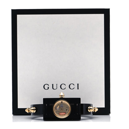 Gucci Stainless Steel Plexiglass 24mm Skeleton Stud Quartz Watch Black 5 of 5