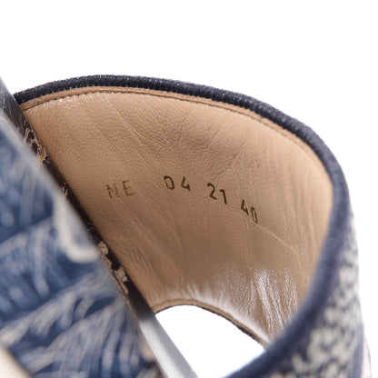 Christian Dior Canvas Toile de Jouy Embroidered Dway 10mm Slide Sandals 40 Deep Blue 8 of 8