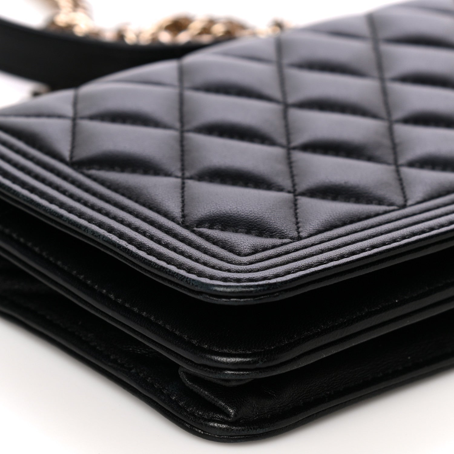 Chanel Lambskin Quilted Boy Wallet On Chain WOC Black 8 of 9