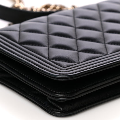 Chanel Lambskin Quilted Boy Wallet On Chain WOC Black 8 of 9