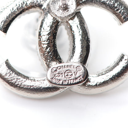 Chanel Crystal Timeless CC Earrings Silver 4 of 4