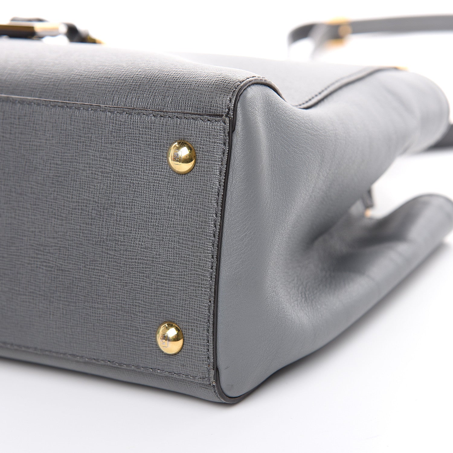Fendi Vitello Elite Petite 2Jours Tote Grigio Grigio Chiaro 9 of 16