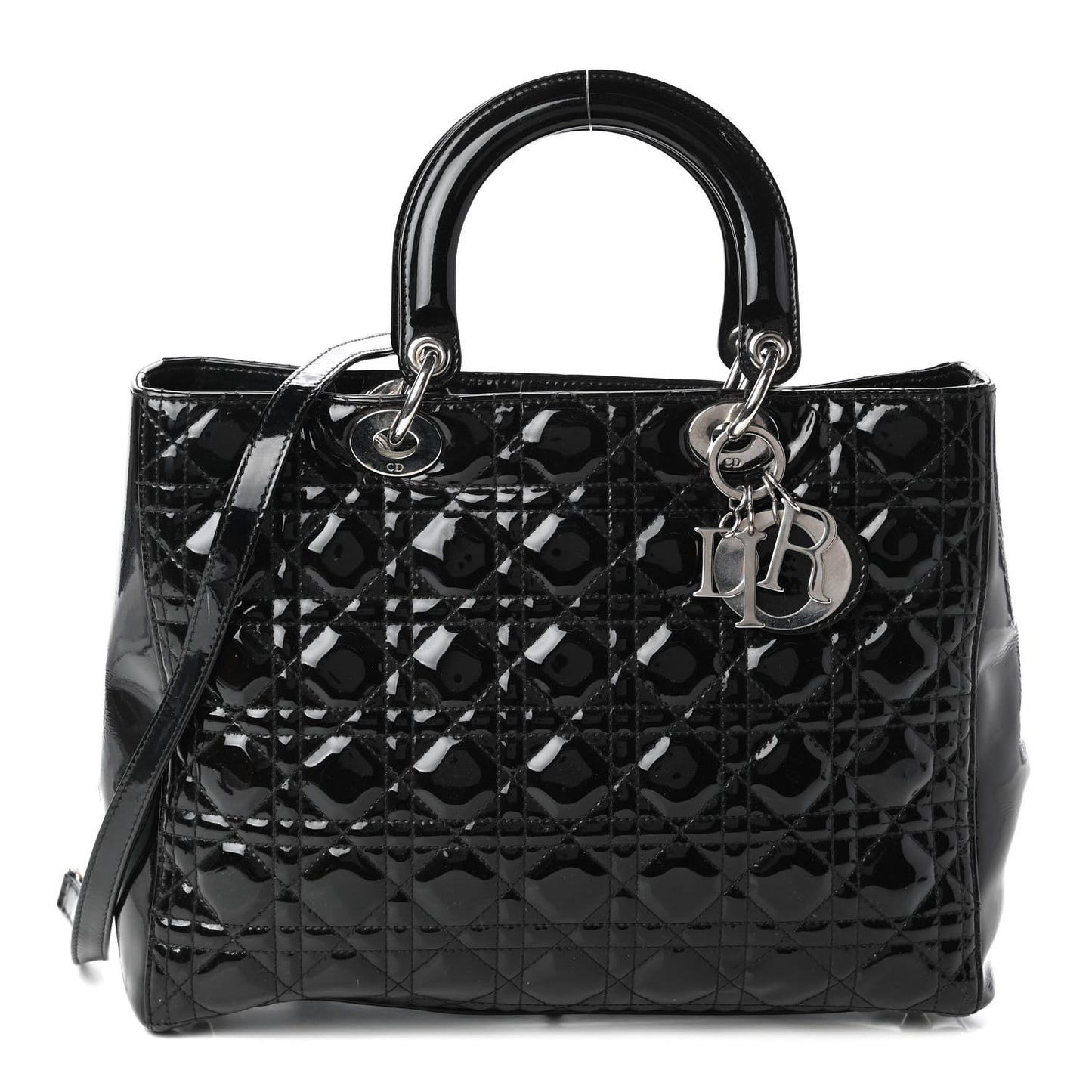 Patent Cannage Large Lady Dior Black
