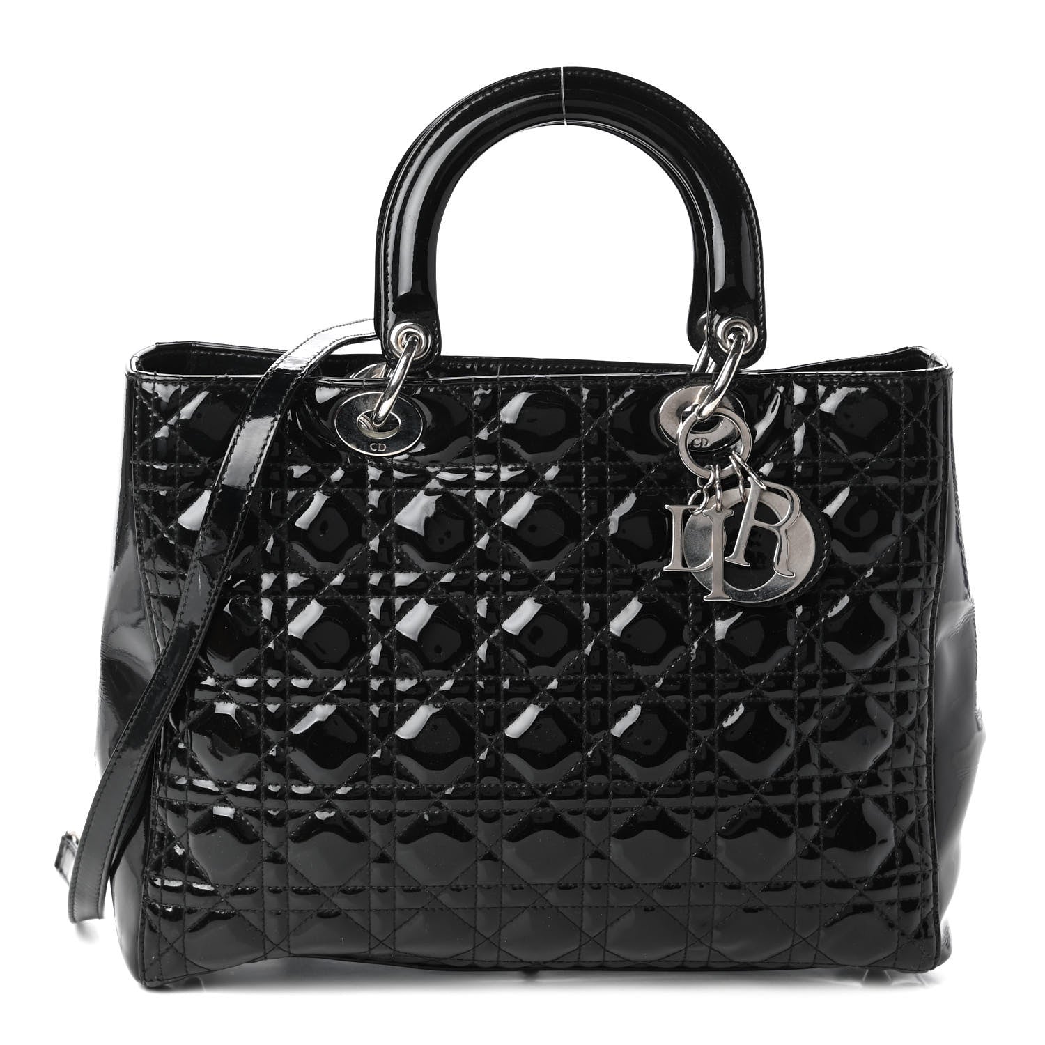 Christian Dior Patent Cannage Large Lady Dior Black 1 of 12