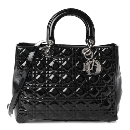 Christian Dior Patent Cannage Large Lady Dior Black 1 of 12