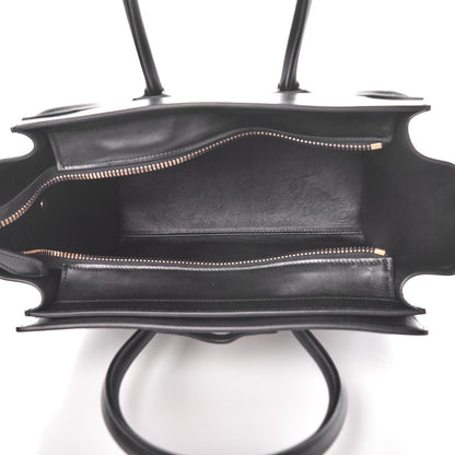 Celine Calfskin Shrunken Lambskin Bicolor Micro Luggage Black White 5 of 11