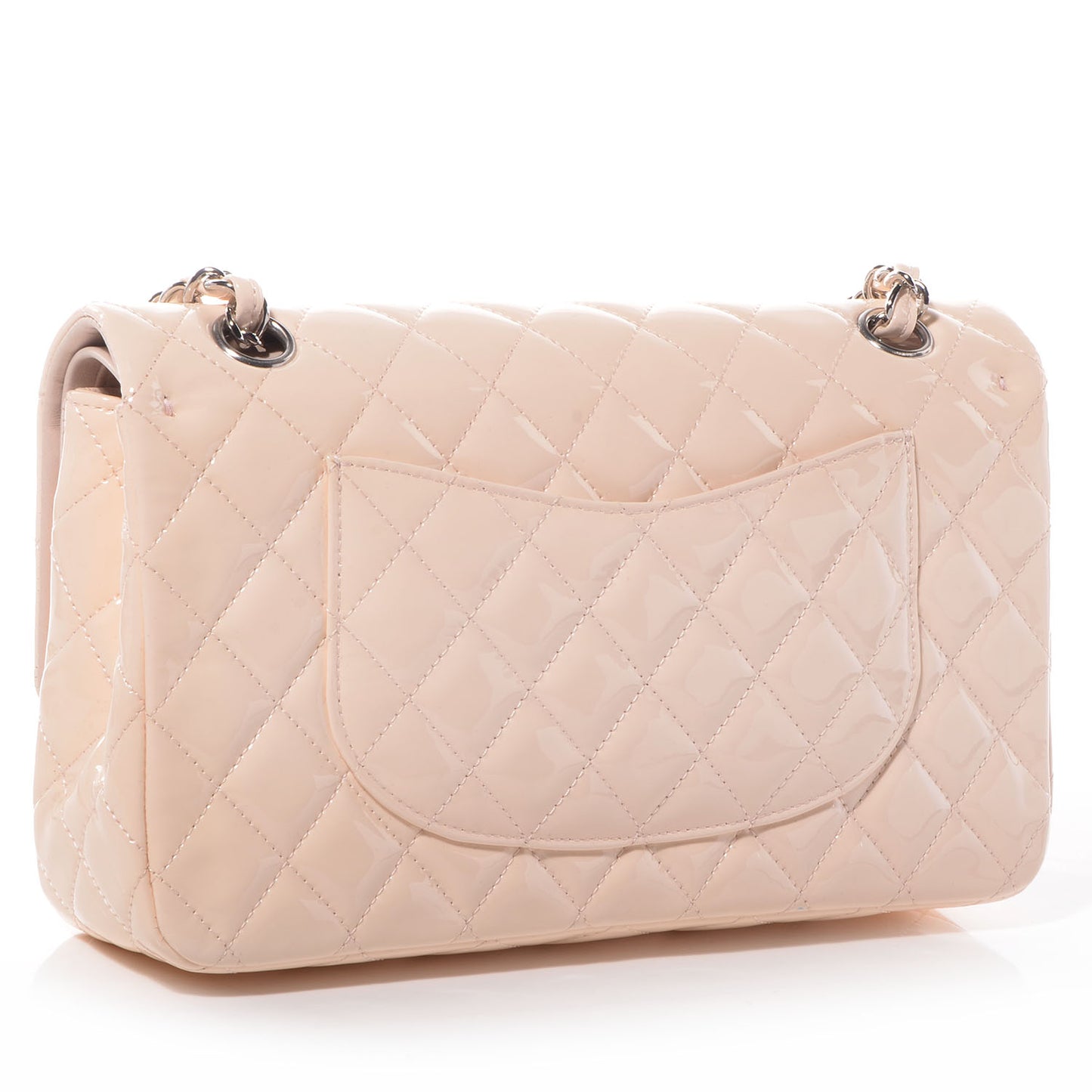 Patent Quilted Medium Double Flap Light Pink