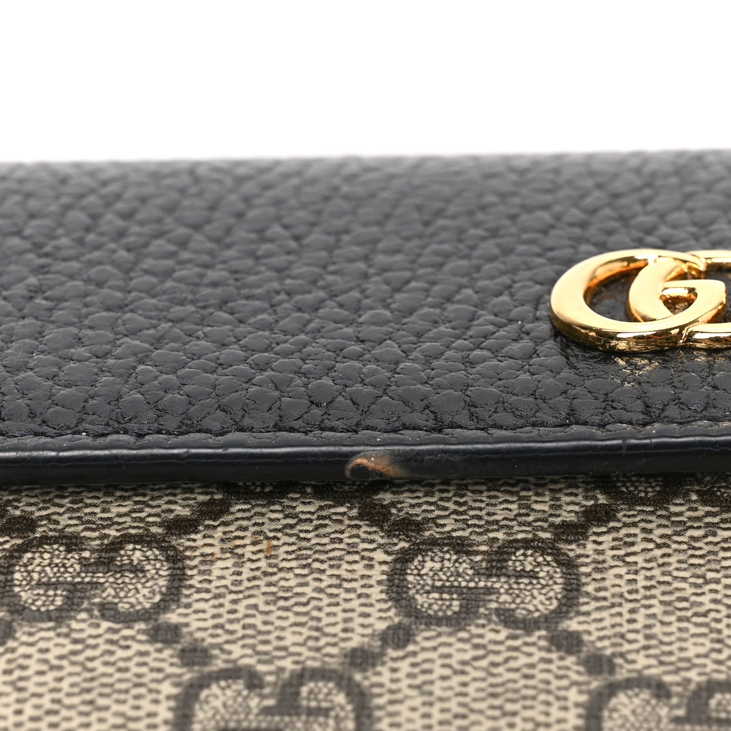 Dollar Calfskin GG Supreme Monogram Petite GG Marmont Wallet Chain Bag Black Beige Ebony