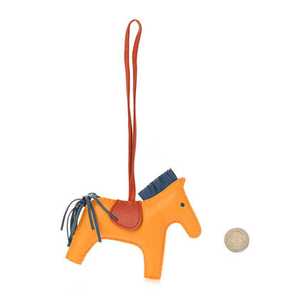 Hermes Milo Lambskin Grigri Rodeo Horse Bag Charm MM Jaune D'Or Bleu Agate Cornaline 2 of 4