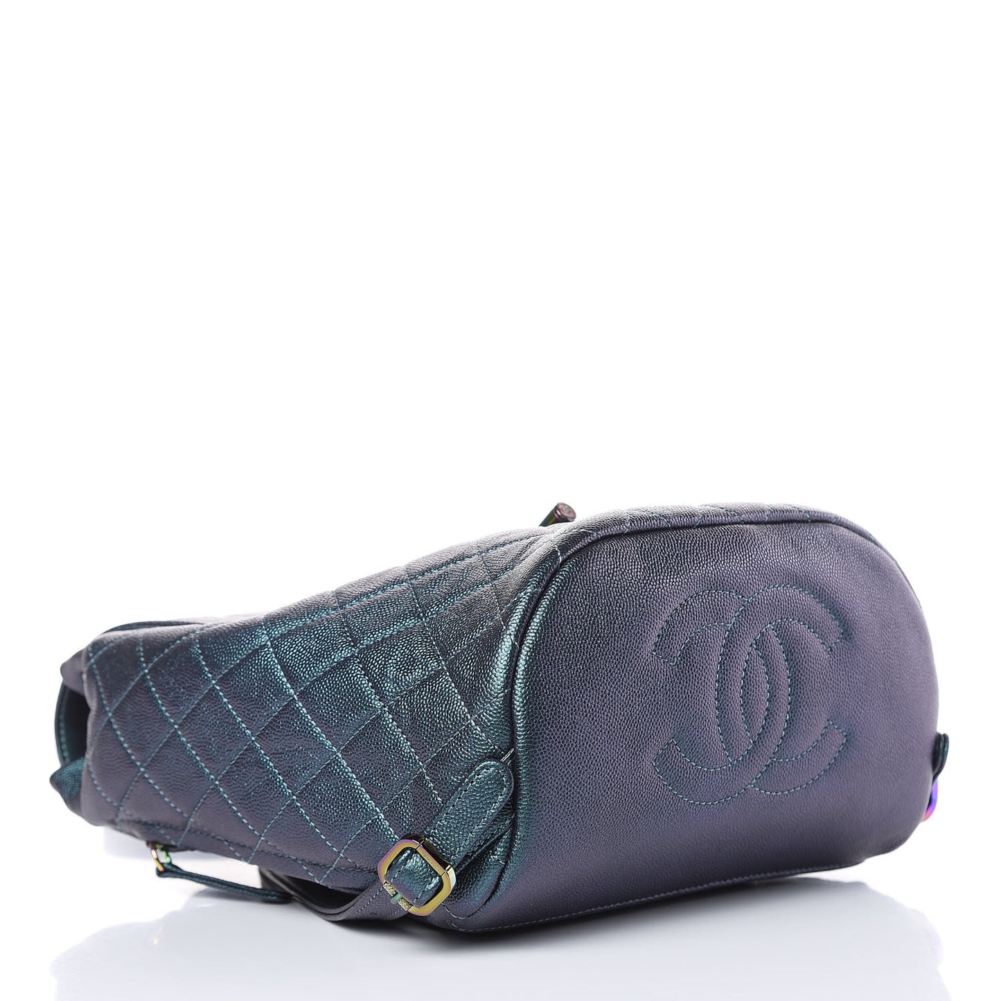 Iridescent Caviar Quilted Filigree Backpack Dark Turquoise