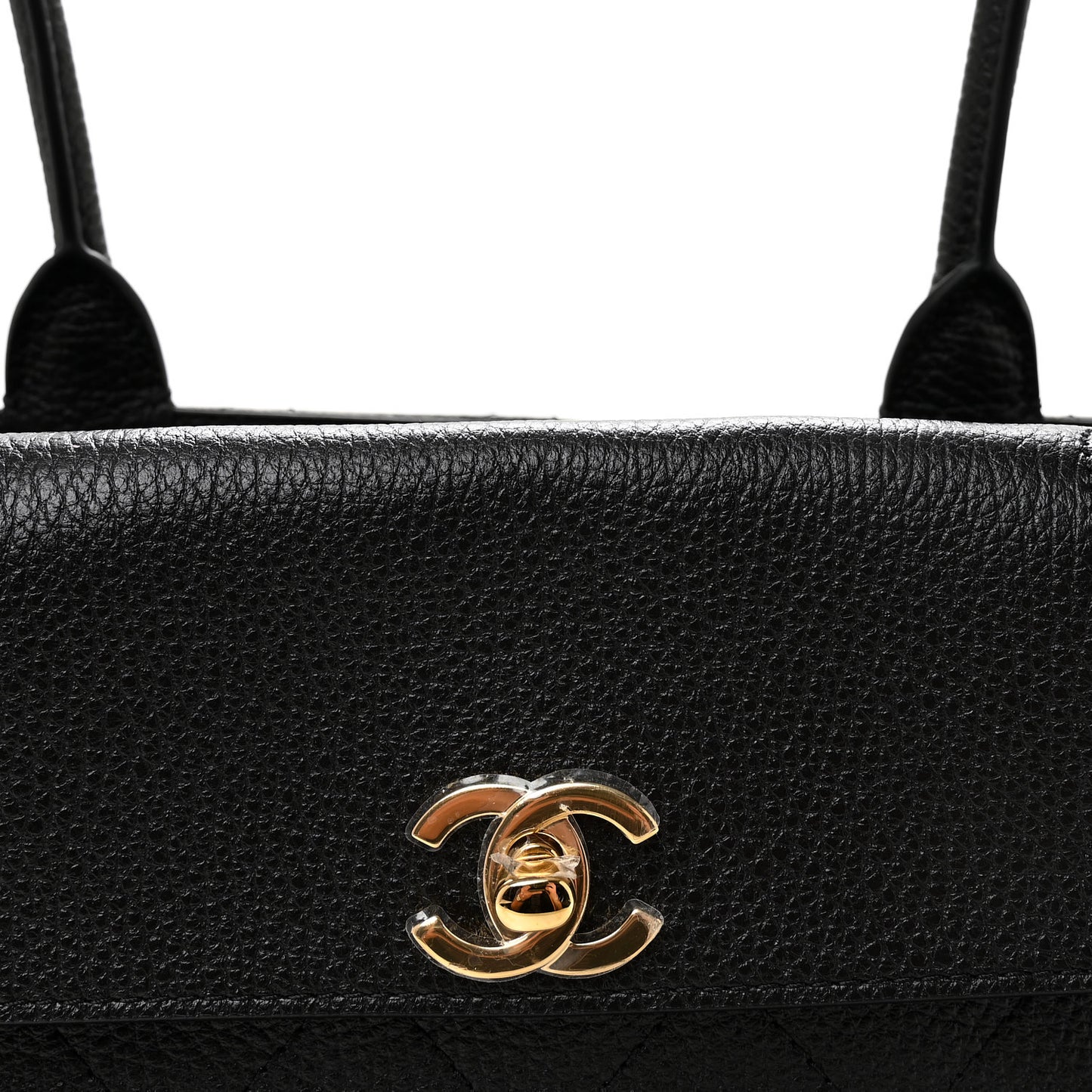 Grained Calfskin Stitched Urban Essentials Small Shopping Bag Black