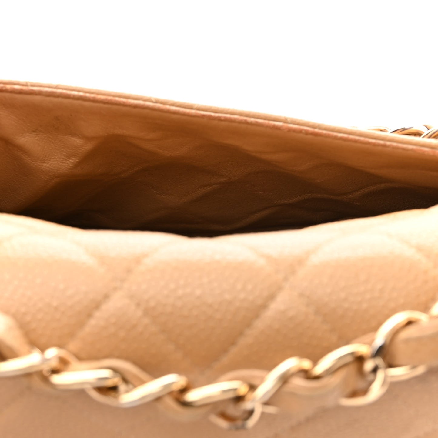 Caviar Quilted Jumbo Single Flap Beige