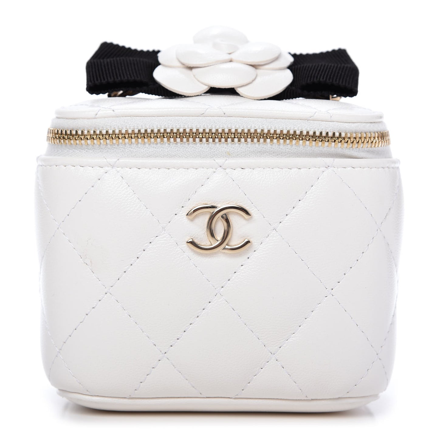 Lambskin Quilted My Chanel Lady Vanity Case With Chain White