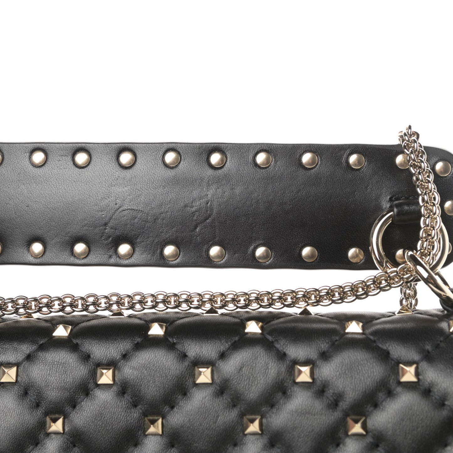Lambskin Medium Rockstud Spike Shoulder Bag Black