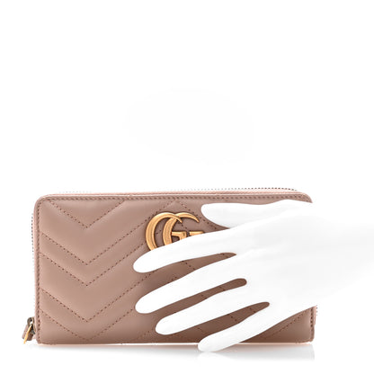 Gucci Calfskin Matelasse GG Marmont Zip Around Wallet Porcelain Rose 2 of 6