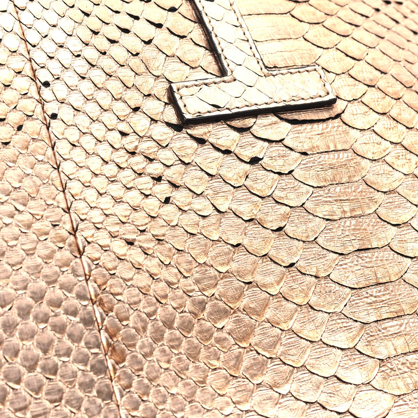 Metallic Snakeskin Small T Tote Gold
