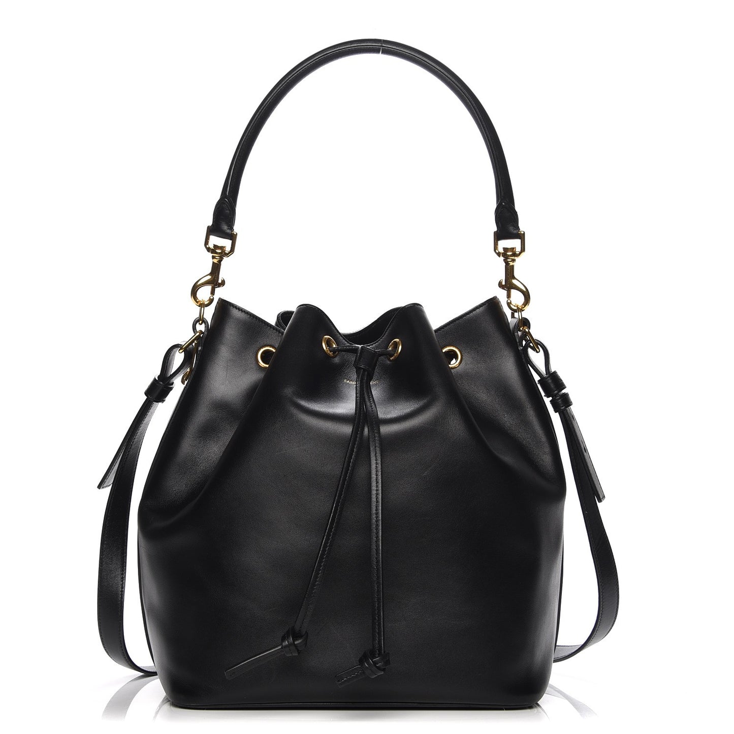 Calfskin Large Emmanuelle Bucket Bag Black