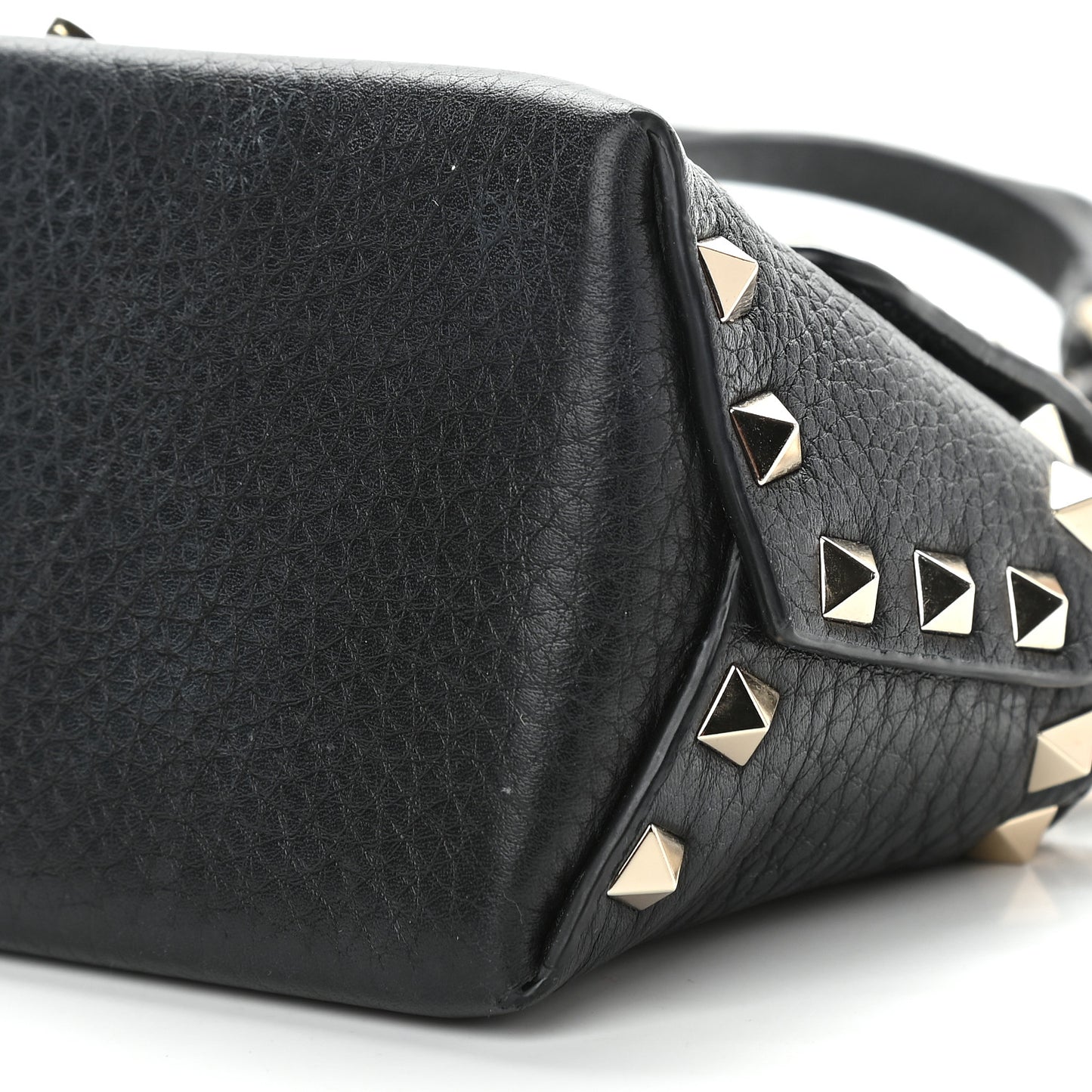 Pebbled Calfskin Mini Rockstud Crossbody Bag Black