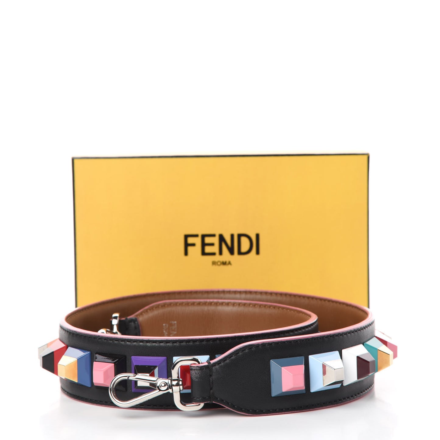 Vitello Dolce Plexiglass Bi-Color Studded Strap You Black Brownie Multicolor