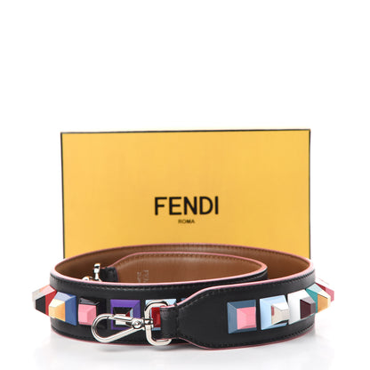 Fendi Vitello Dolce Plexiglass Bi-Color Studded Strap You Black Brownie Multicolor 4 of 4