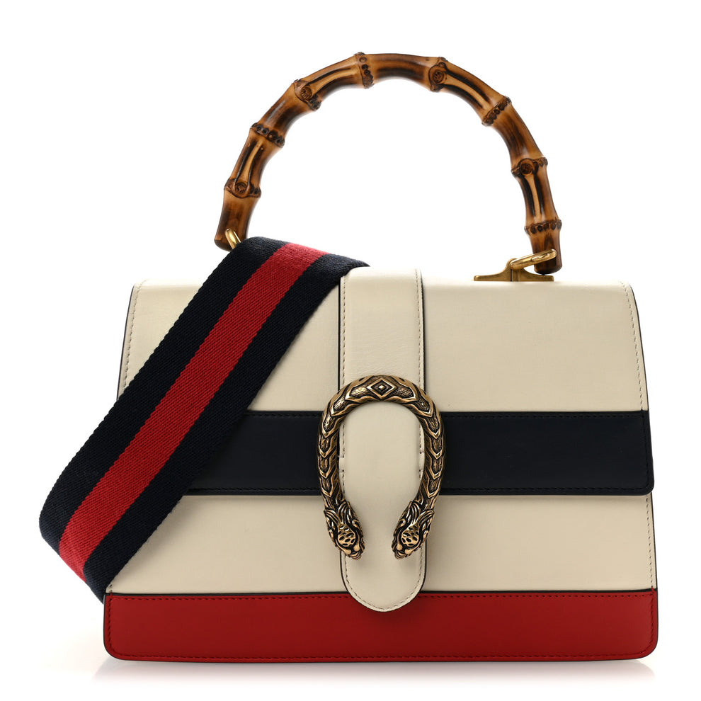Gucci Calfskin Bamboo Web Medium Dionysus Top Handle Bag White Blue ...
