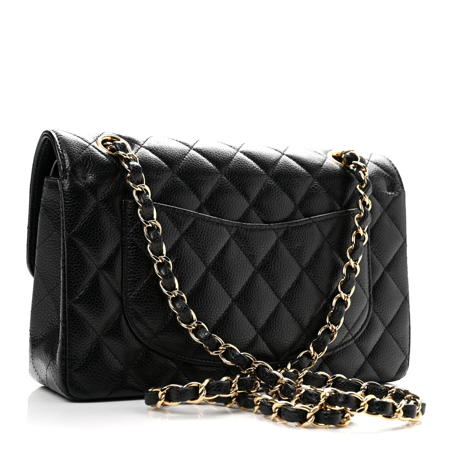 Caviar Quilted Small Double Flap Black