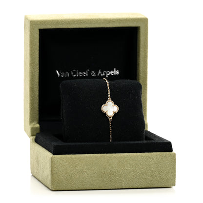 Van Cleef & Arpels 18K Yellow Gold Mother of Pearl Sweet Alhambra Bracelet 4 of 4