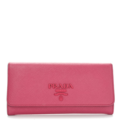 Prada Saffiano Monochrome Continental Wallet Pink 1 of 7