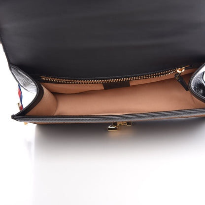 Gucci Velvet GG Monogram Web Small Sylvie Shoulder Bag Brown Black Oro Vecchio 6 of 8
