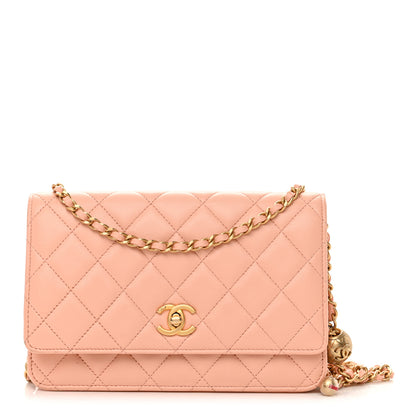 Chanel Lambskin Quilted Pearl Crush Wallet on Chain WOC Light Orange 1 of 11