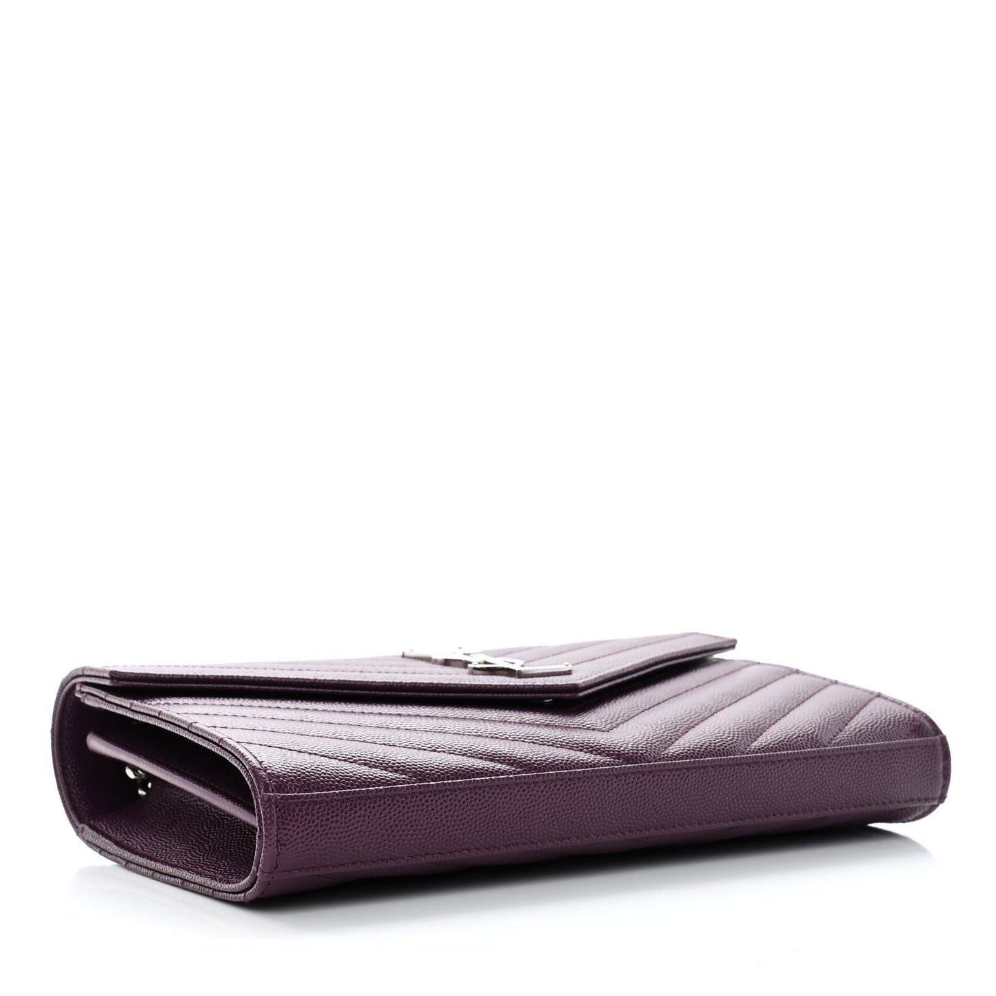 Grain De Poudre Matelasse Chevron Monogram Chain Wallet Prugna
