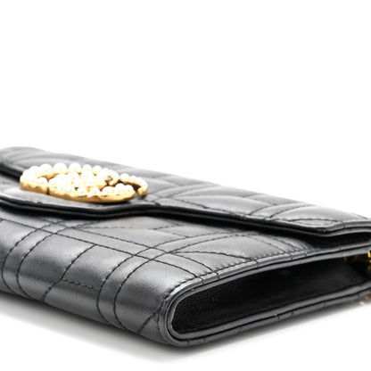 Gucci Calfskin Matelasse Mini Pearly GG Marmont Chain Wallet Black 9 of 9