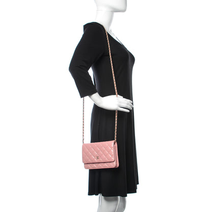 Chanel Iridescent Caviar Quilted Wallet on Chain WOC Rose Pink 2 of 11