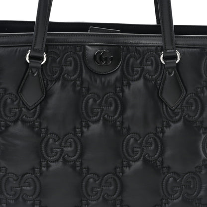 Gucci Nylon Calfskin Enamel GG Matelasse Medium Ophidia Shopping Tote Black 7 of 10