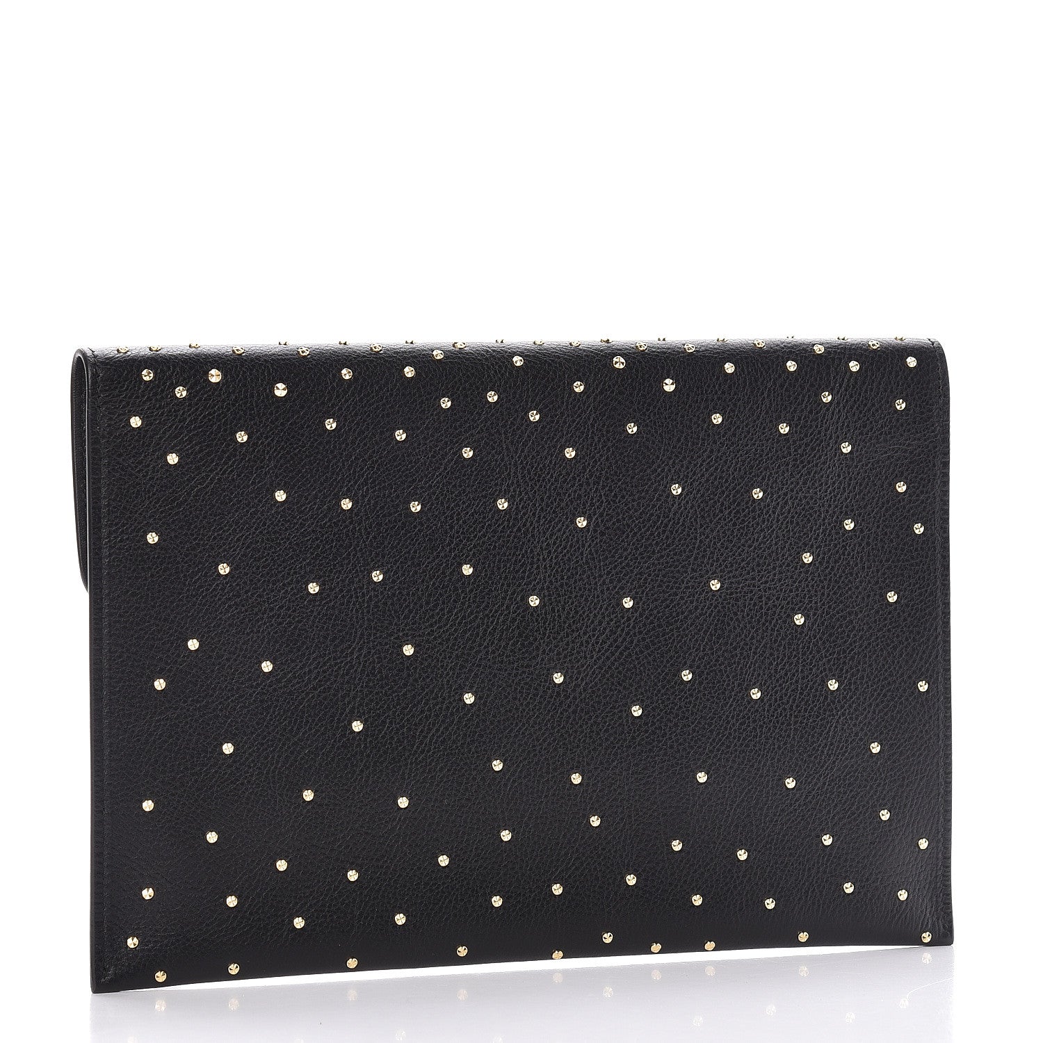 Alexander McQueen Calfskin Studded Skull Envelope Clutch Black 3 of 10