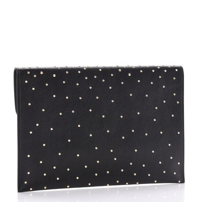 Alexander McQueen Calfskin Studded Skull Envelope Clutch Black 3 of 10