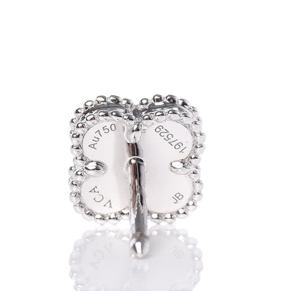 Van Cleef & Arpels 18K White Gold Mother of Pearl Sweet Alhambra Earrings 4 of 7
