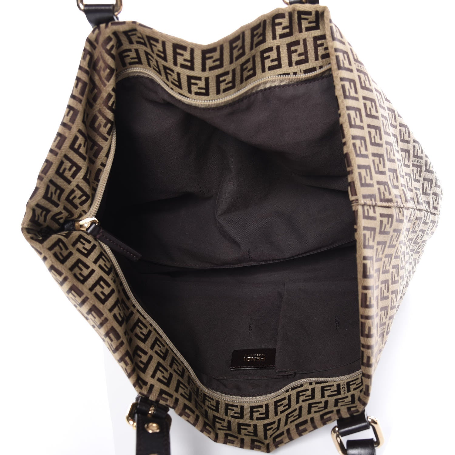 Fendi Zucchino Charm Large Shopper Tote Tobacco 7 of 11