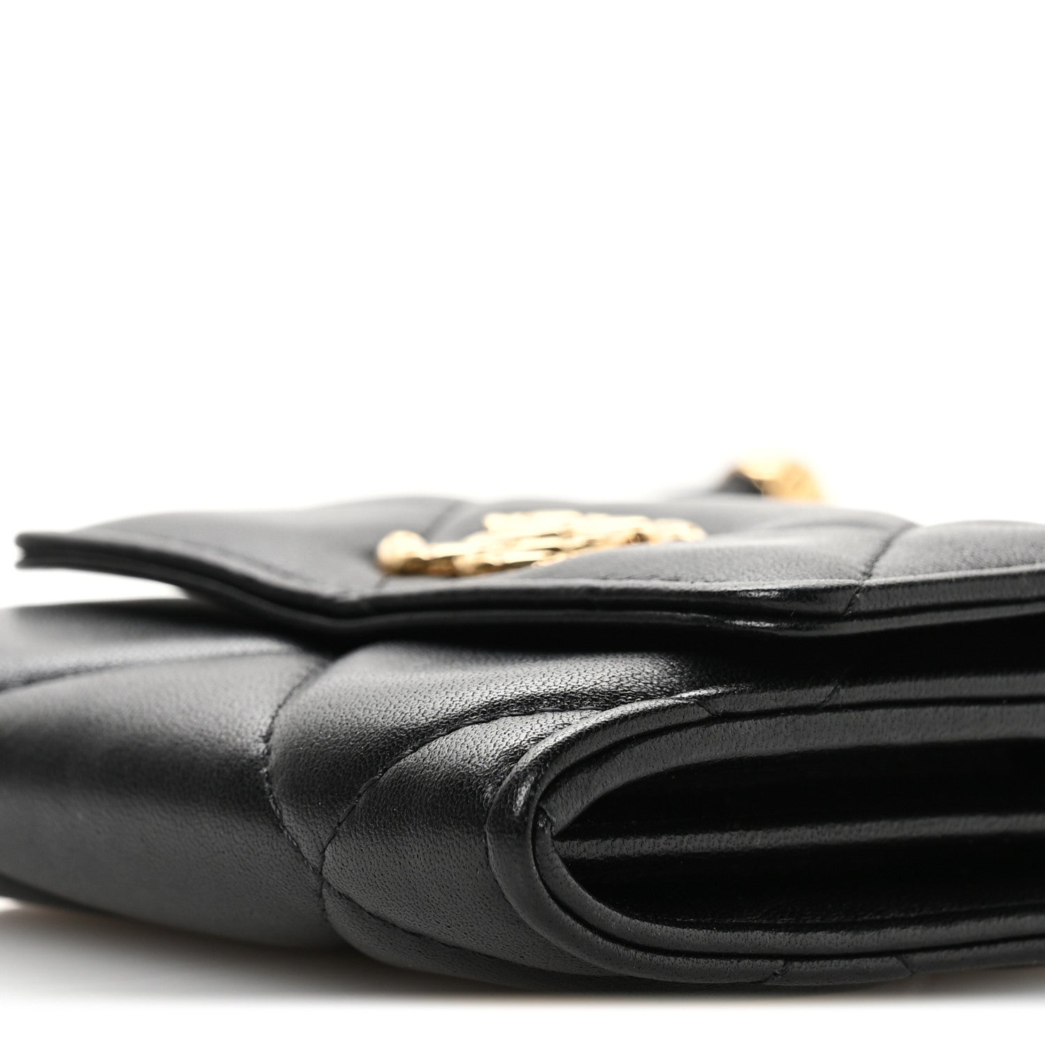 Chanel Lambskin Pearl Quilted CC Flap Card Holder With Chain  Black 11 of 11