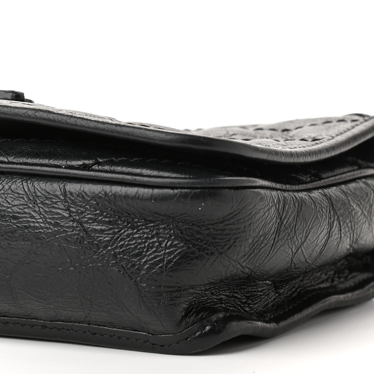 Saint Laurent Crinkled Calfskin Matelasse Monogram Niki Chain Wallet Black 9 of 13