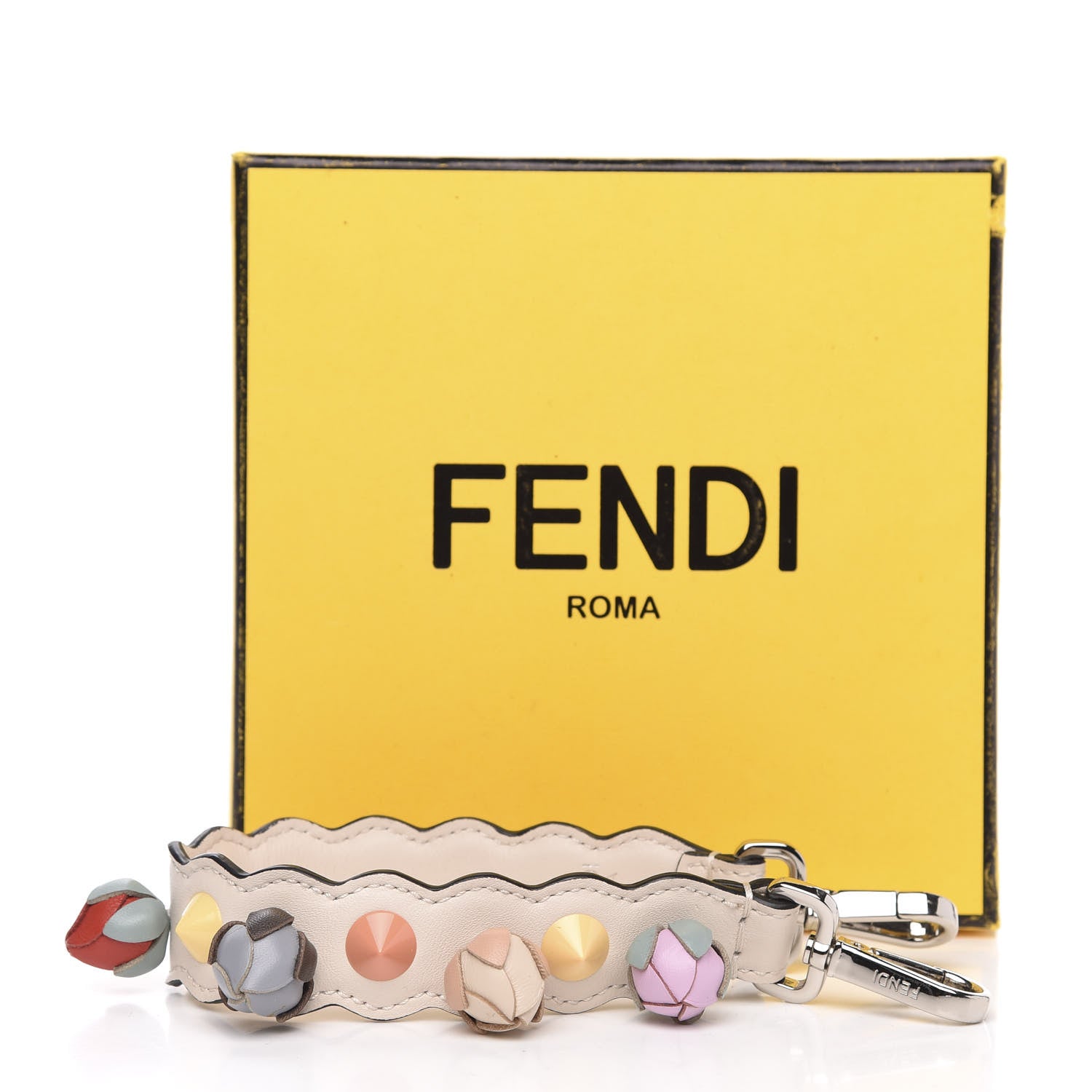 Fendi Calfskin Rosebud Studded Mini Strap You Camelia Multicolor 6 of 6