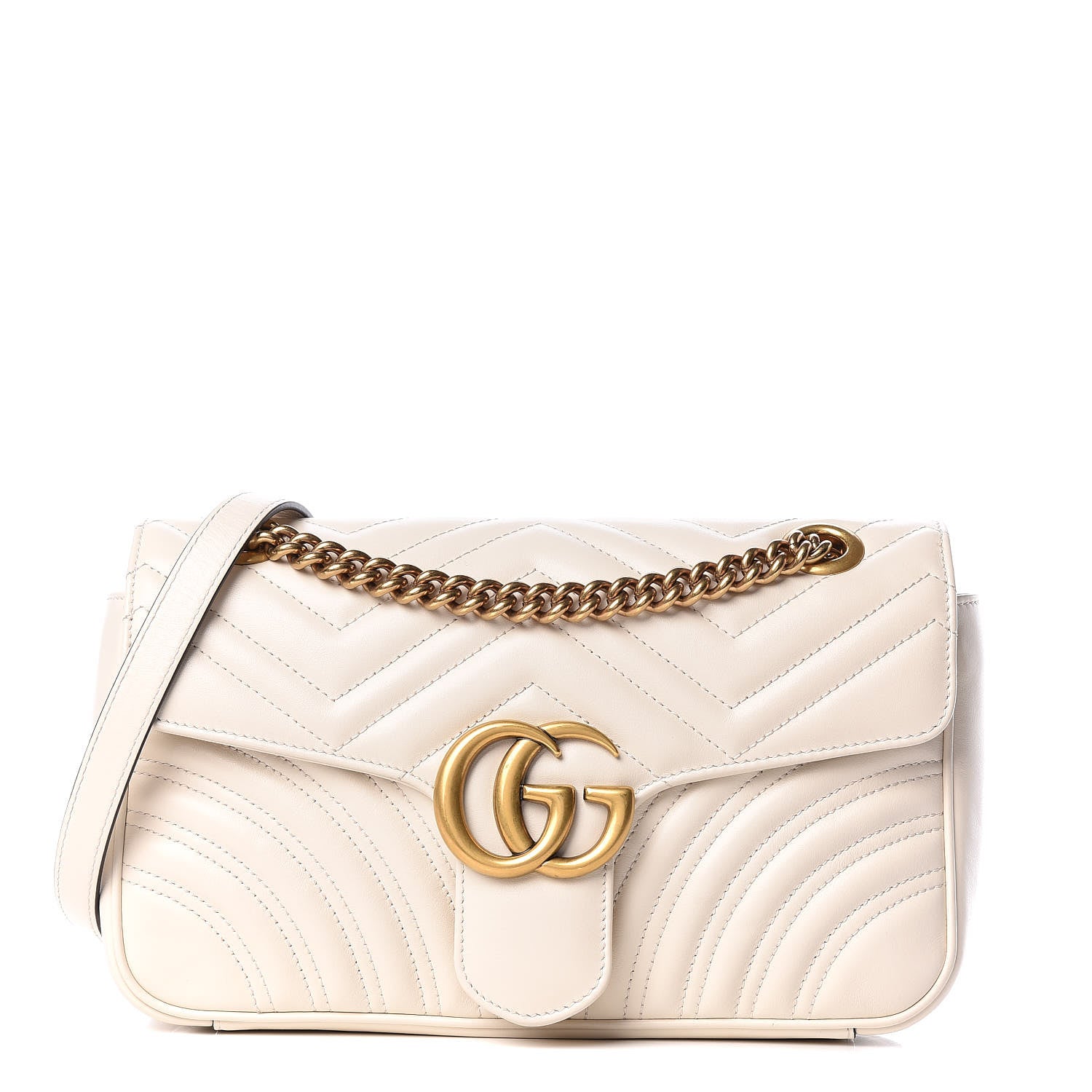 Gucci Calfskin Matelasse Small GG Marmont Shoulder Bag White 1 of 12