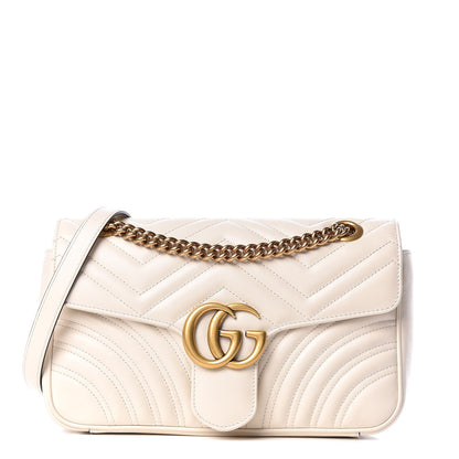 Gucci Calfskin Matelasse Small GG Marmont Shoulder Bag White 1 of 12