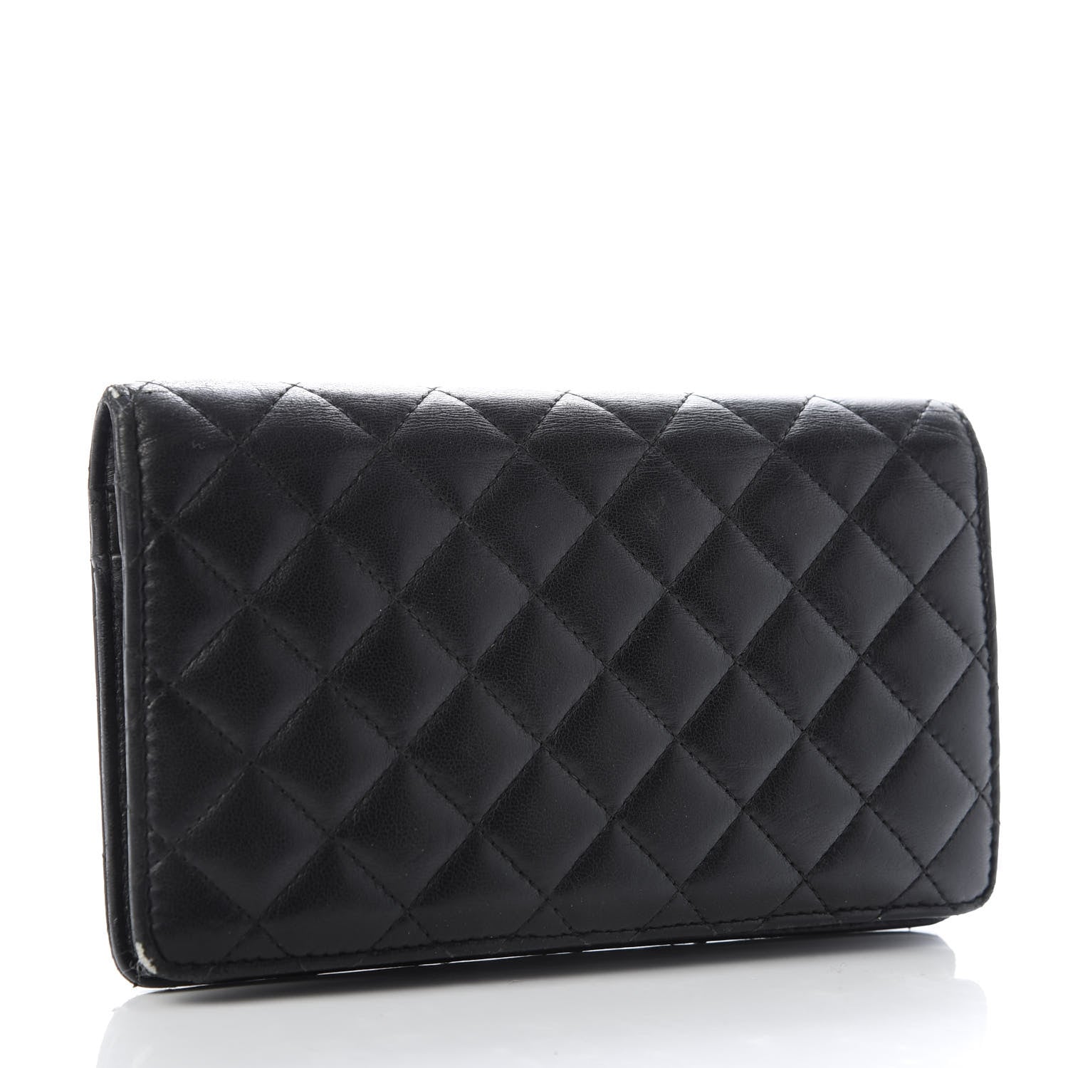 Chanel Lambskin Quilted Diamond CC Yen Wallet Black 3 of 11