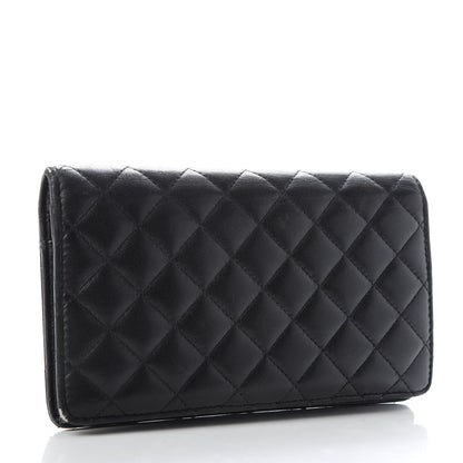 Chanel Lambskin Quilted Diamond CC Yen Wallet Black 3 of 11