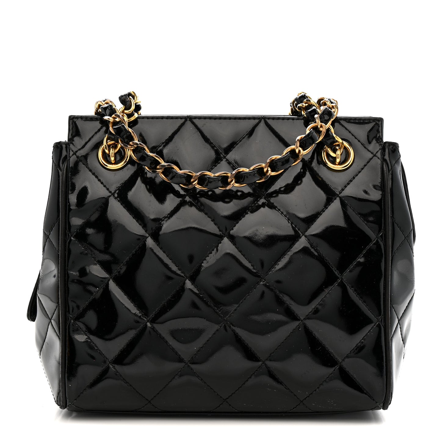 Patent Quilted CC Shoulder Bag Black